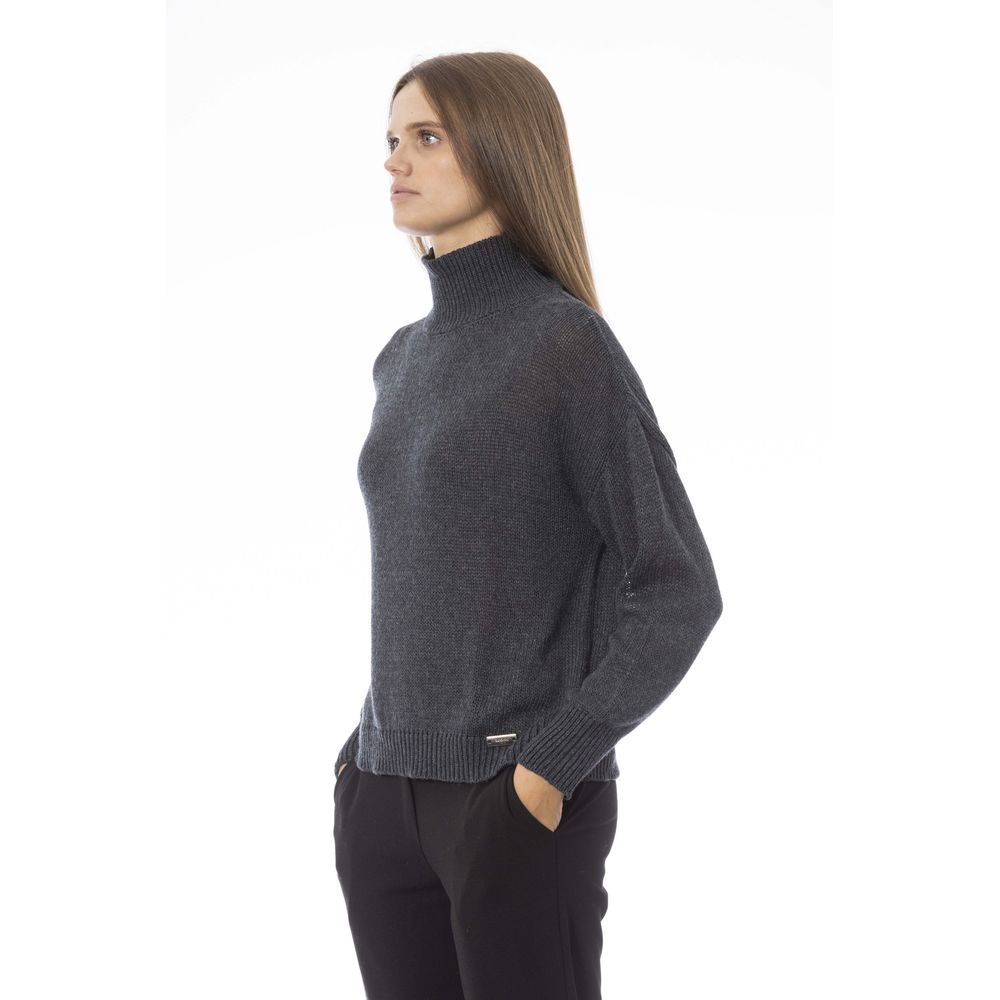 Grauer Wollpullover für Damen