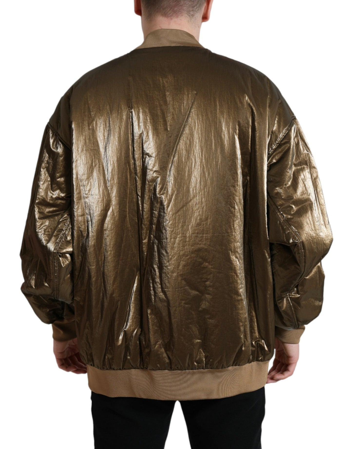 Elegant Bronze Bomber Jacket