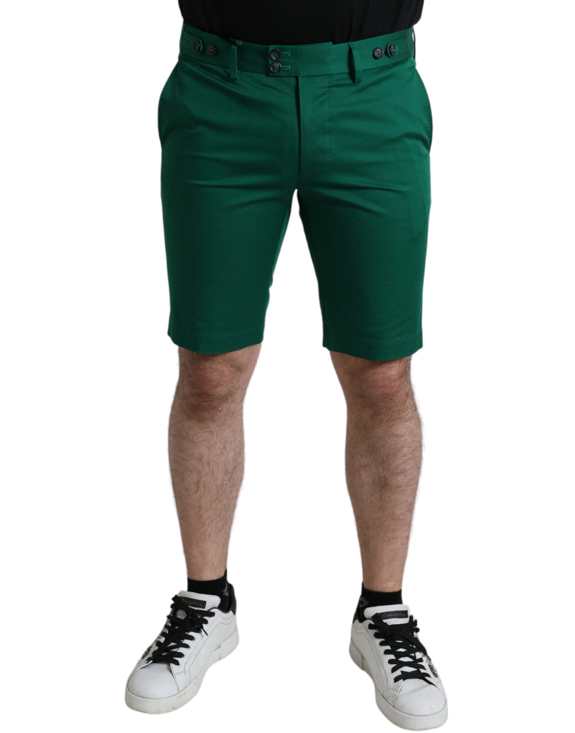 Elegante dunkelgrüne Bermudashorts aus Baumwolle