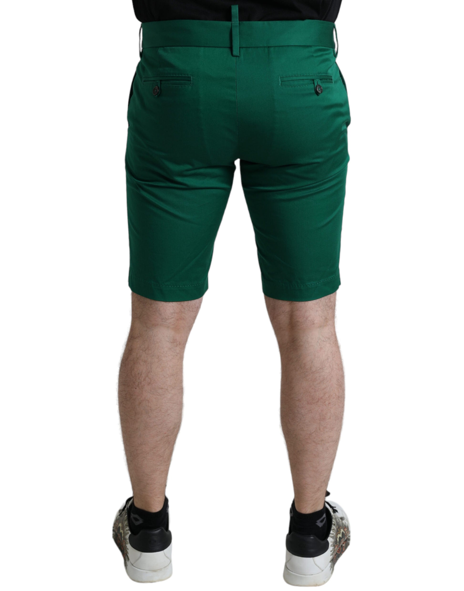 Elegante dunkelgrüne Bermudashorts aus Baumwolle