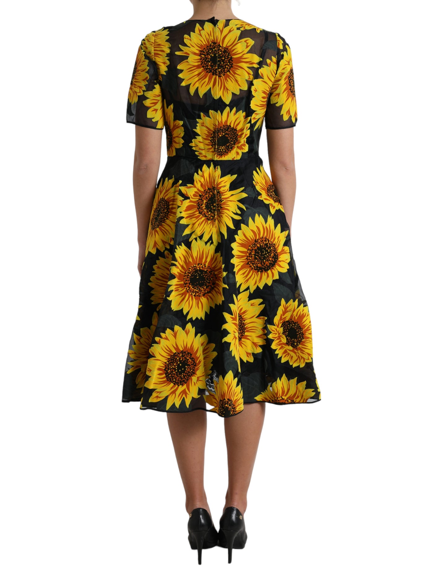 Sommerliches Sonnenblumen A-Linien Midikleid