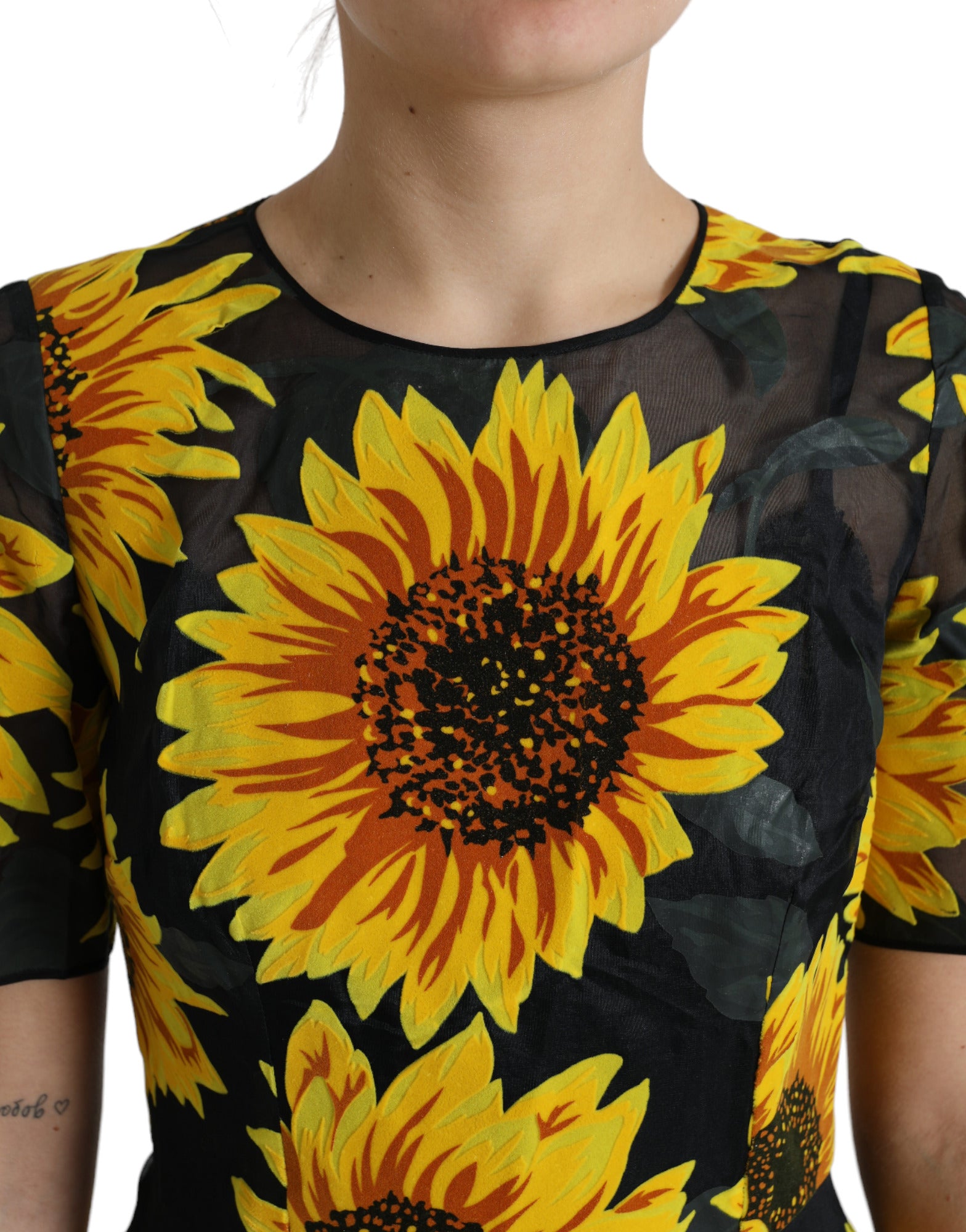 Sommerliches Sonnenblumen A-Linien Midikleid