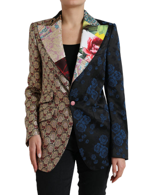 Eleganter mehrfarbiger Patchwork-Blazer