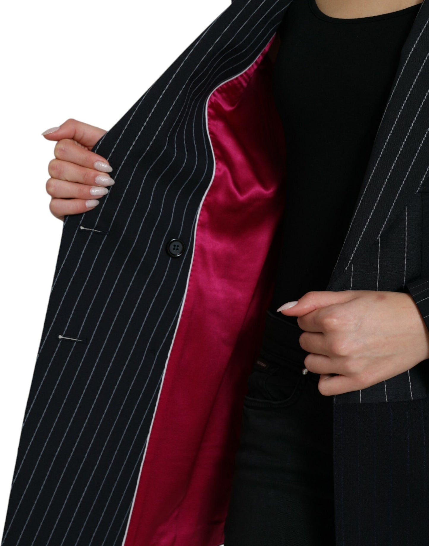 Elegant Striped Virgin Wool Blazer