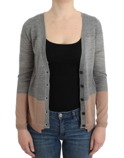 Eleganter grauer Cardigan aus Acryl und Wolle