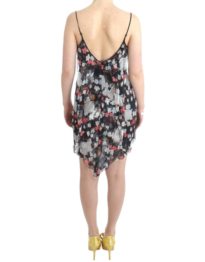 Multicolor Silk Floral Mini Dress