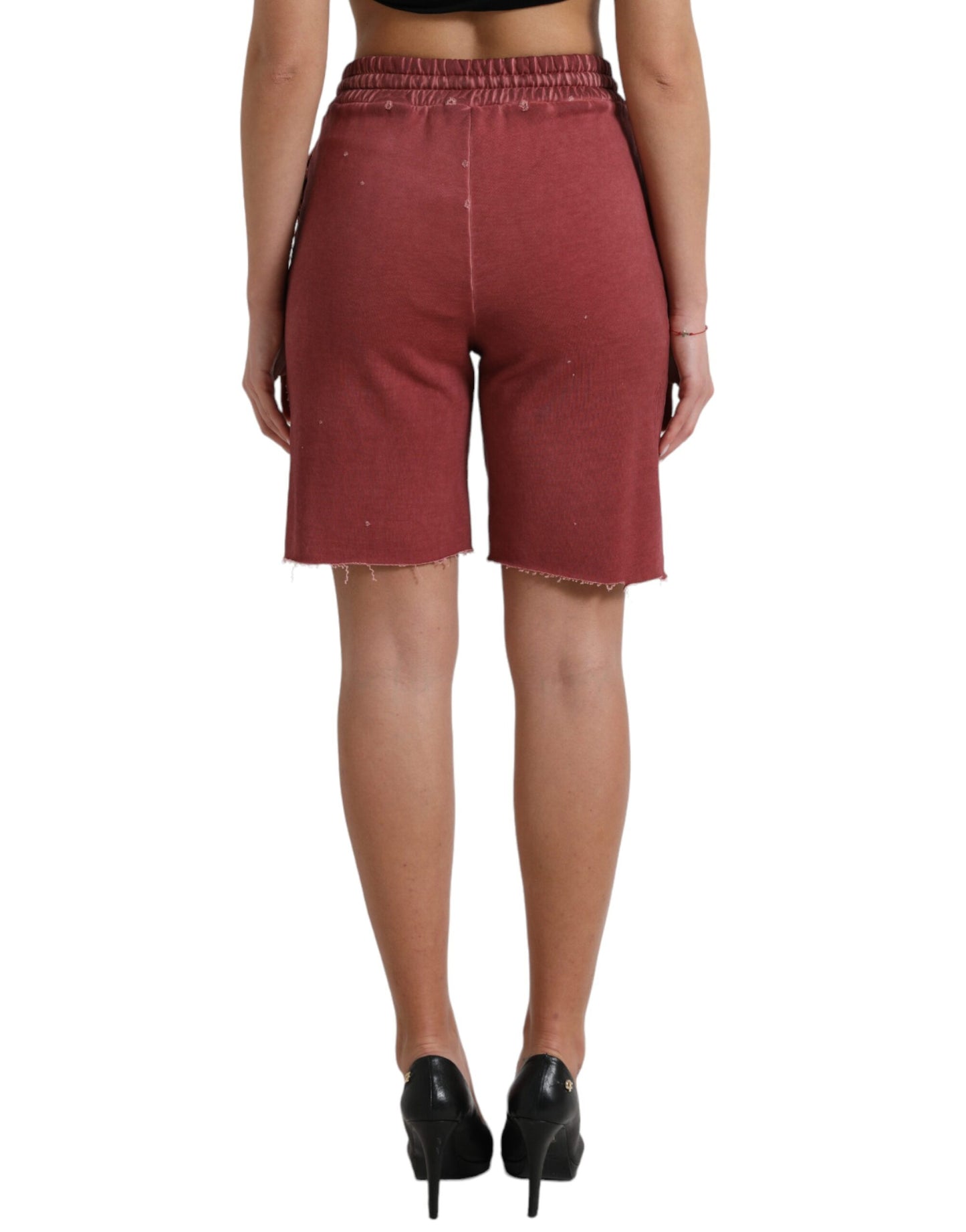 Schicke kastanienbraune Designer-Sweatshorts mit hoher Taille