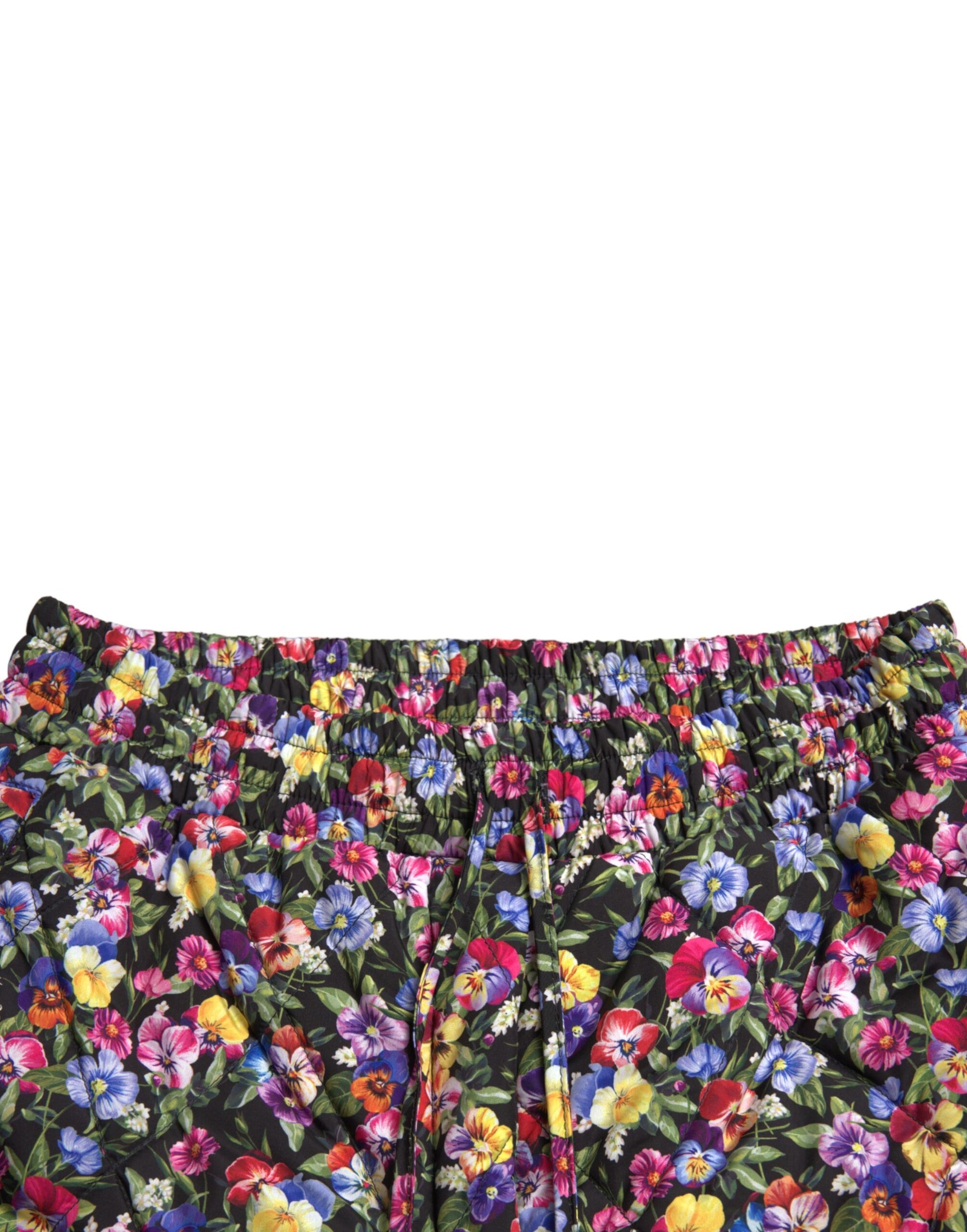 Kräftige Shorts mit Blumenmuster und hoher Taille