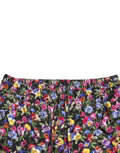 Kräftige Shorts mit Blumenmuster und hoher Taille