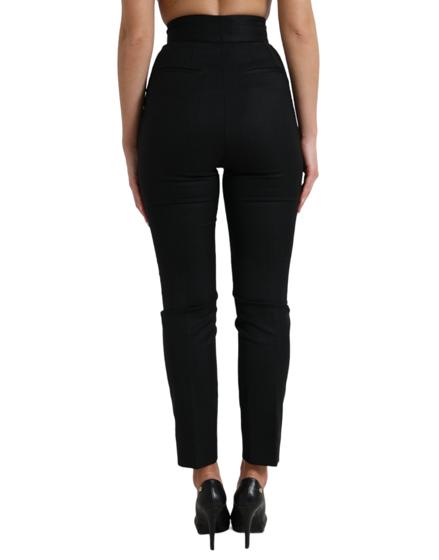 Elegant High Waist Tapered Wool Pants