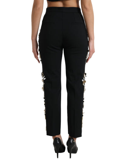 Elegant High Waist Floral Tapered Pants