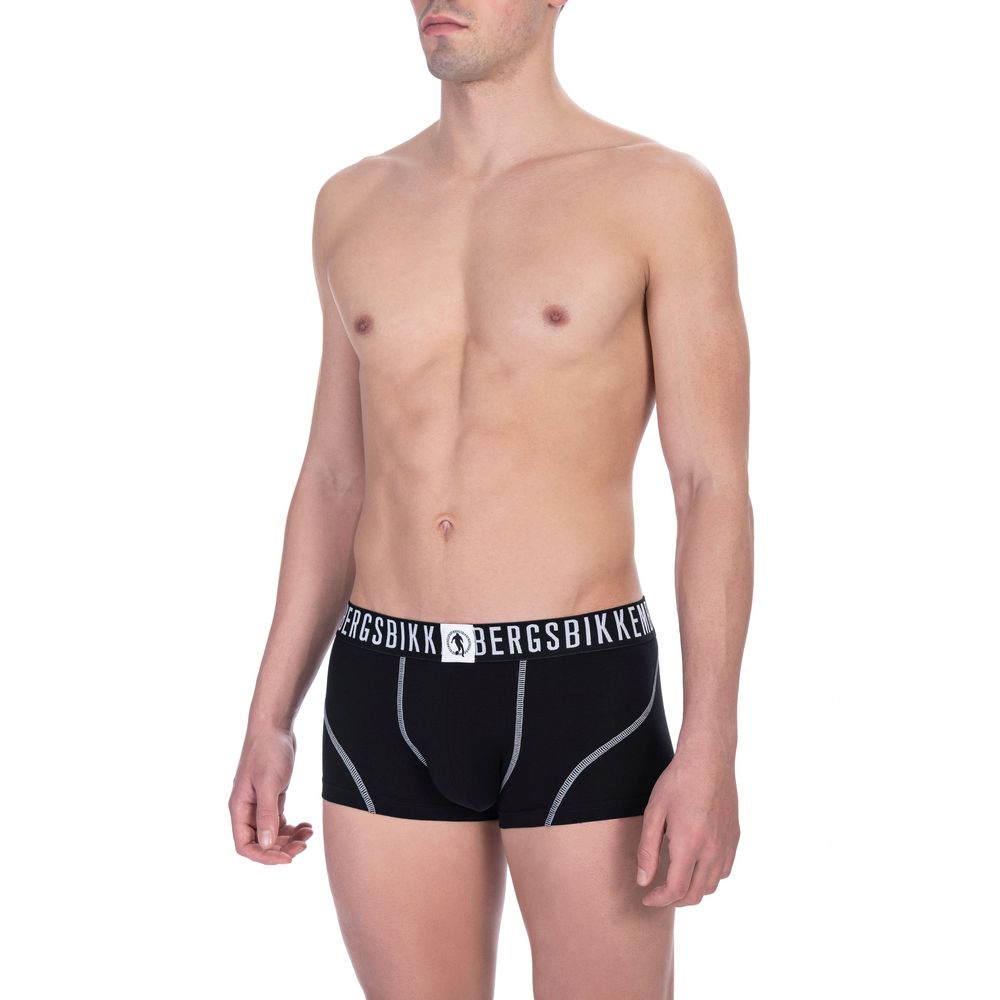 Black Cotton Men Underwear Trunks Twin Pack