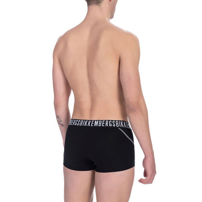 Black Cotton Men Underwear Trunks Twin Pack