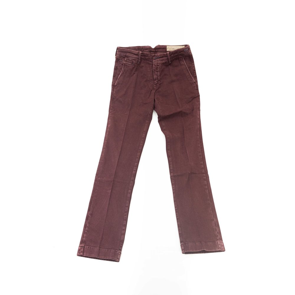 Burgundy Cotton Men Chino Trousers