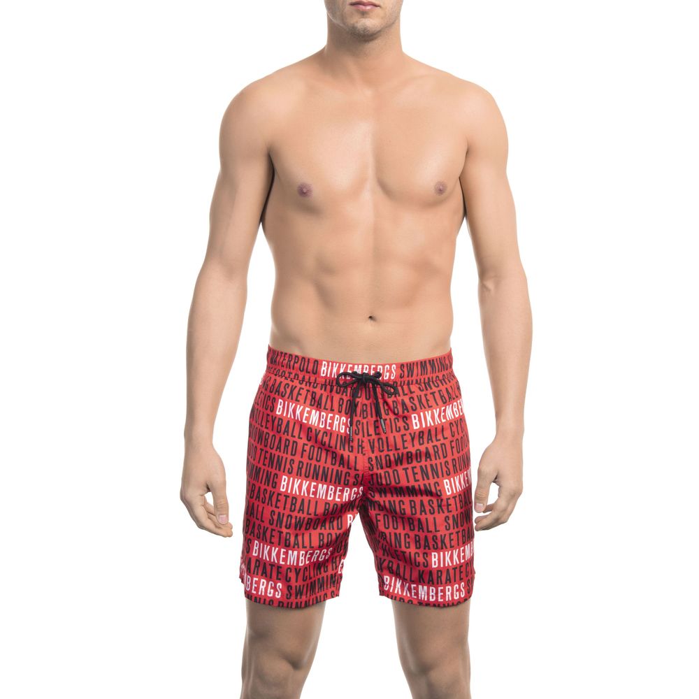 Rote Badeshorts aus Polyester für Herren