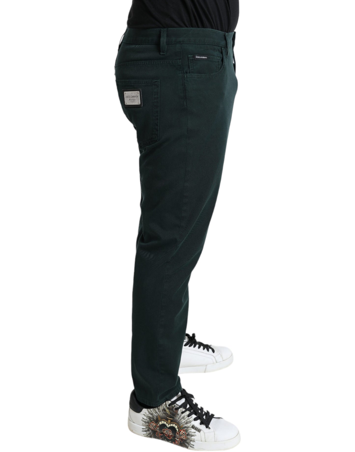 Elegante grüne Skinny-Jeans aus Baumwolle