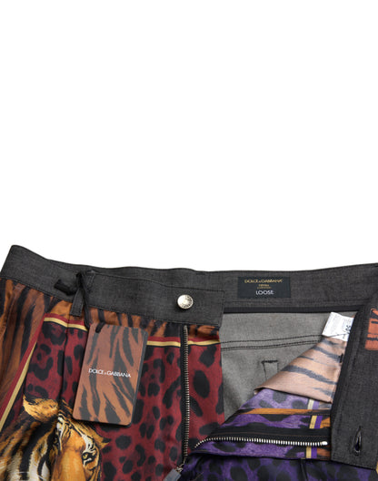 Lockere Jeans aus mehrfarbigem Denim mit Tiger-Print