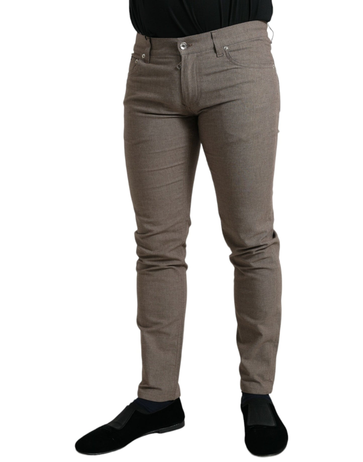 Elegante braune Skinny-Hose aus Baumwoll-Stretch