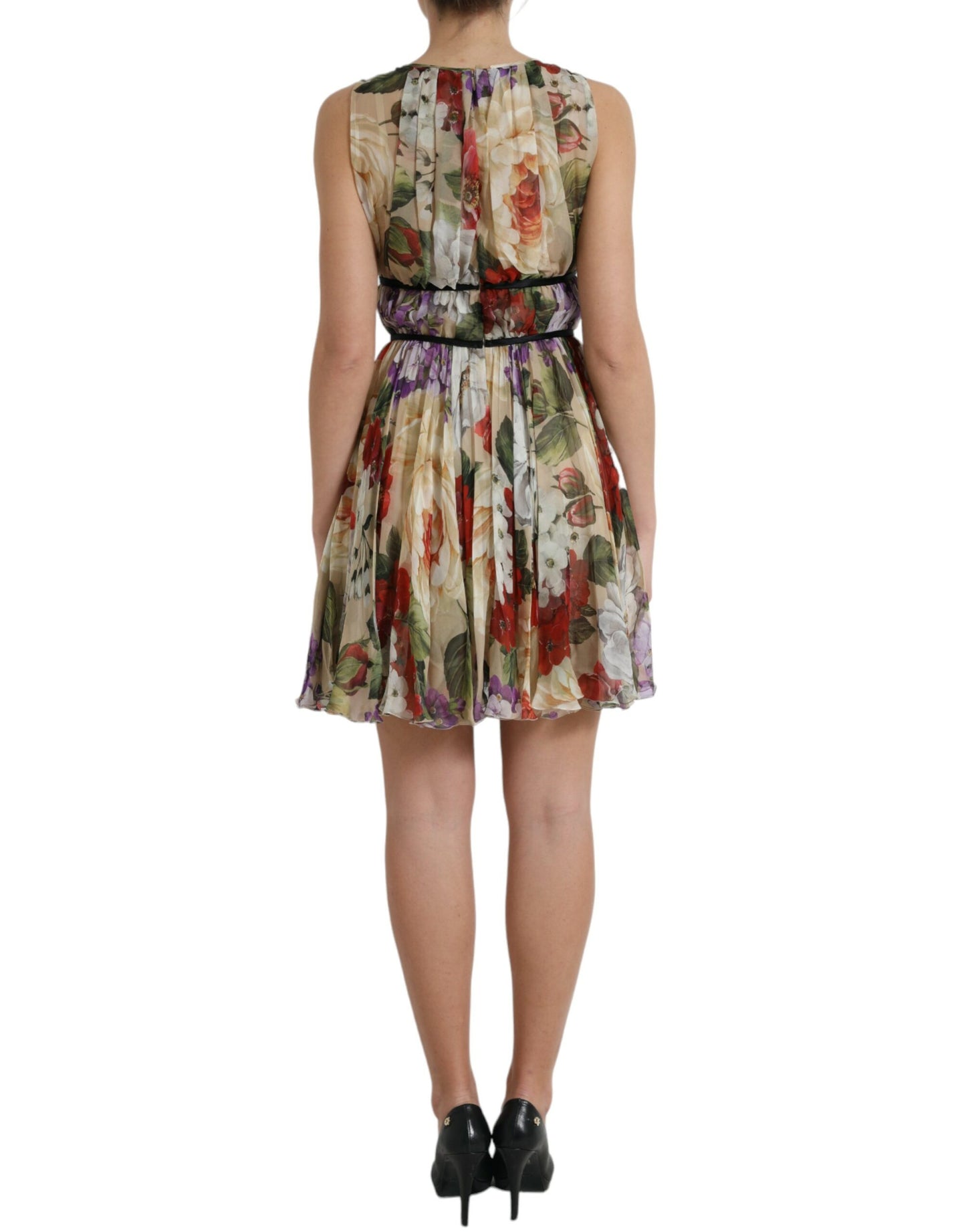 Floral Elegance Silk Chiffon Mini Dress