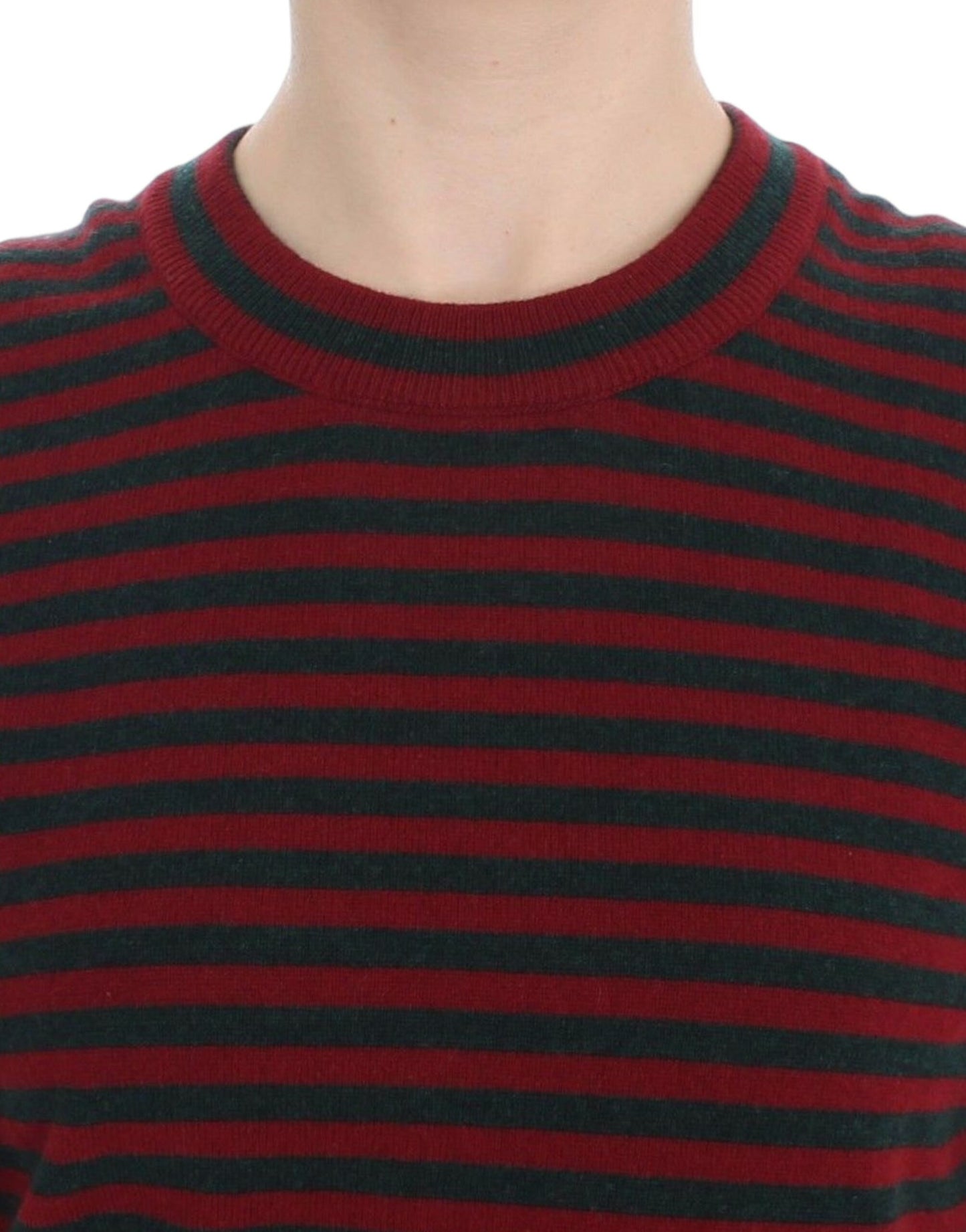 Eleganter gestreifter Kaschmirpullover mit Rundhalsausschnitt