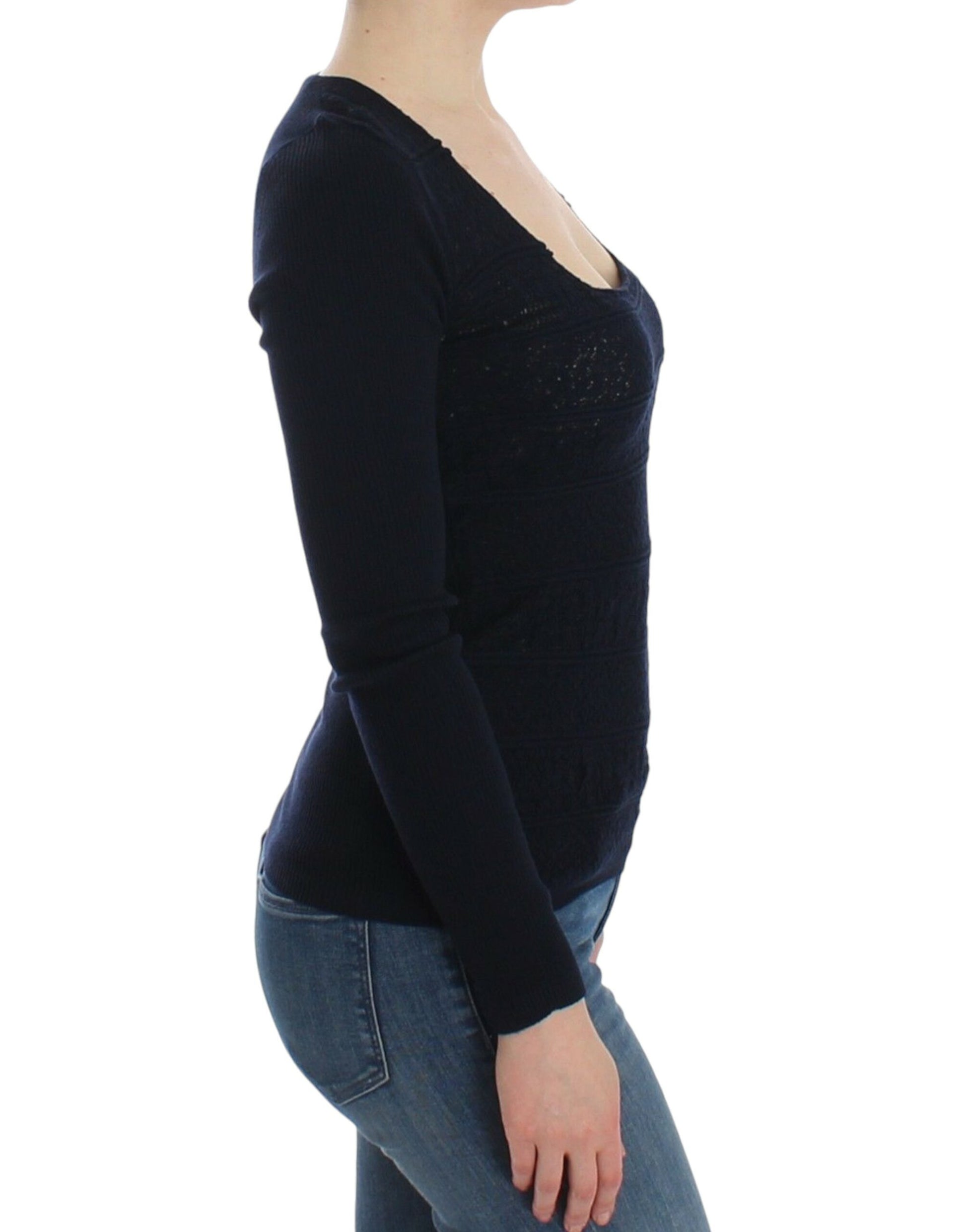 Schicker blauer Pullover aus Wollmischung