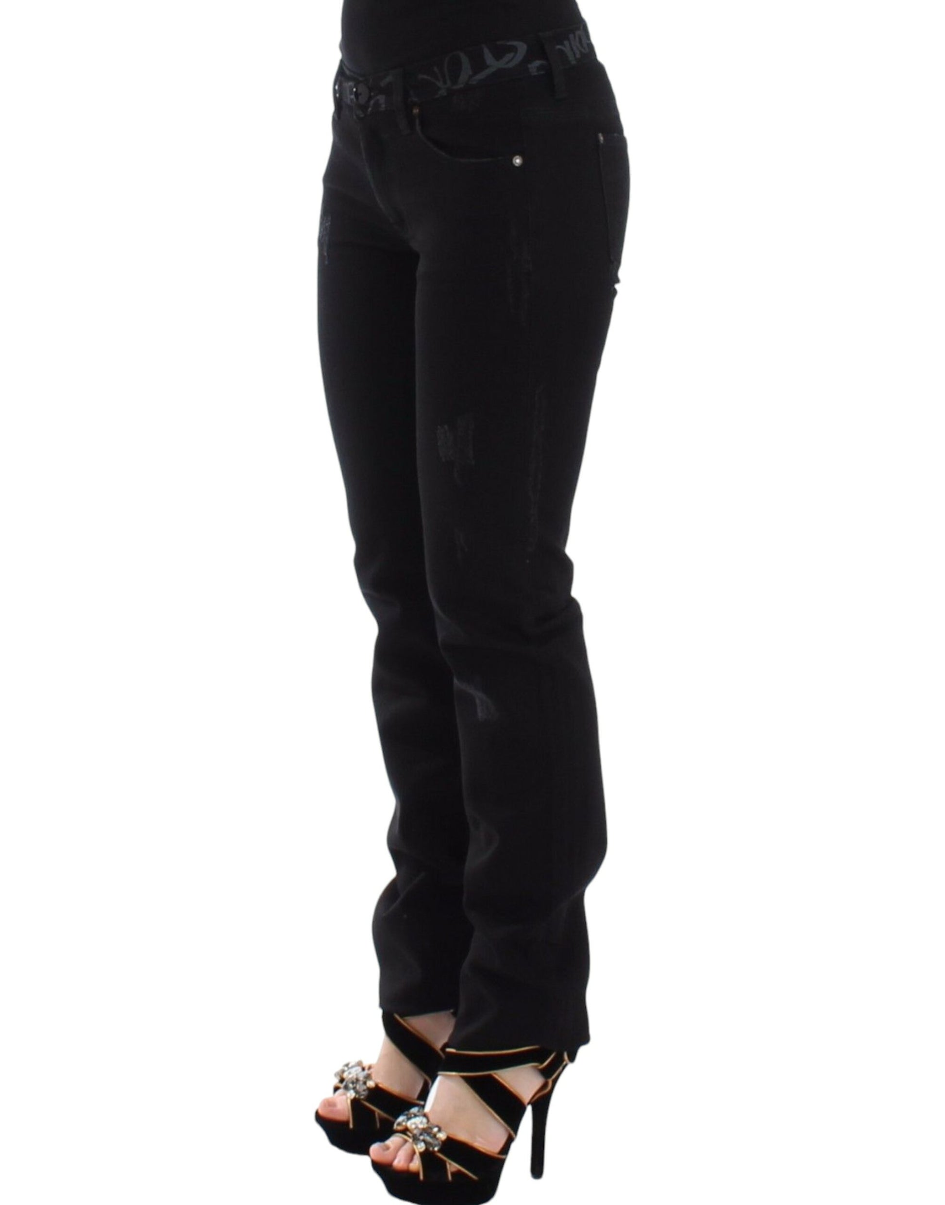 Schicke schwarze Skinny Statement-Jeans