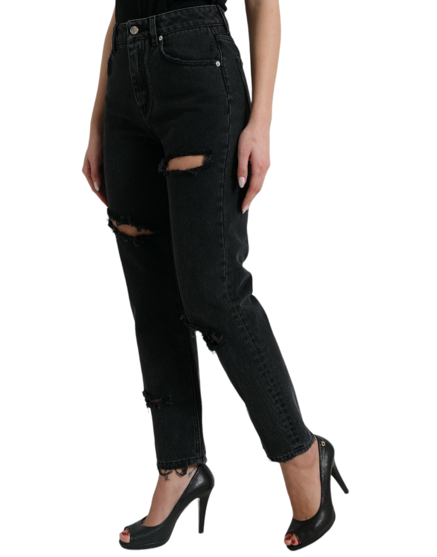 Elegant High-Waist Black Stretch Jeans