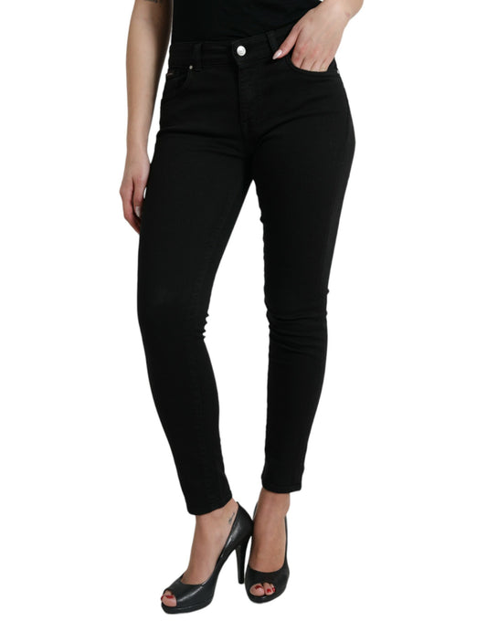 Schicke schwarze Stretch-Jeans mit mittlerer Taille