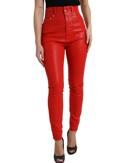 Edler High-Waist Stretch Denim in Rot