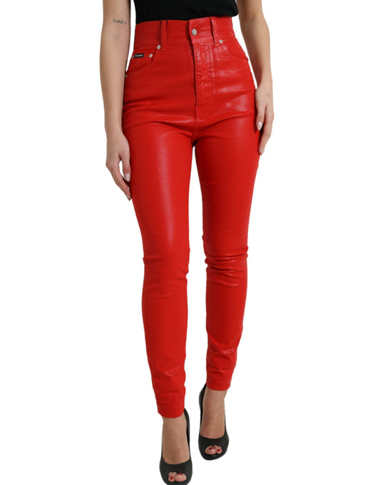 Edler High-Waist Stretch Denim in Rot