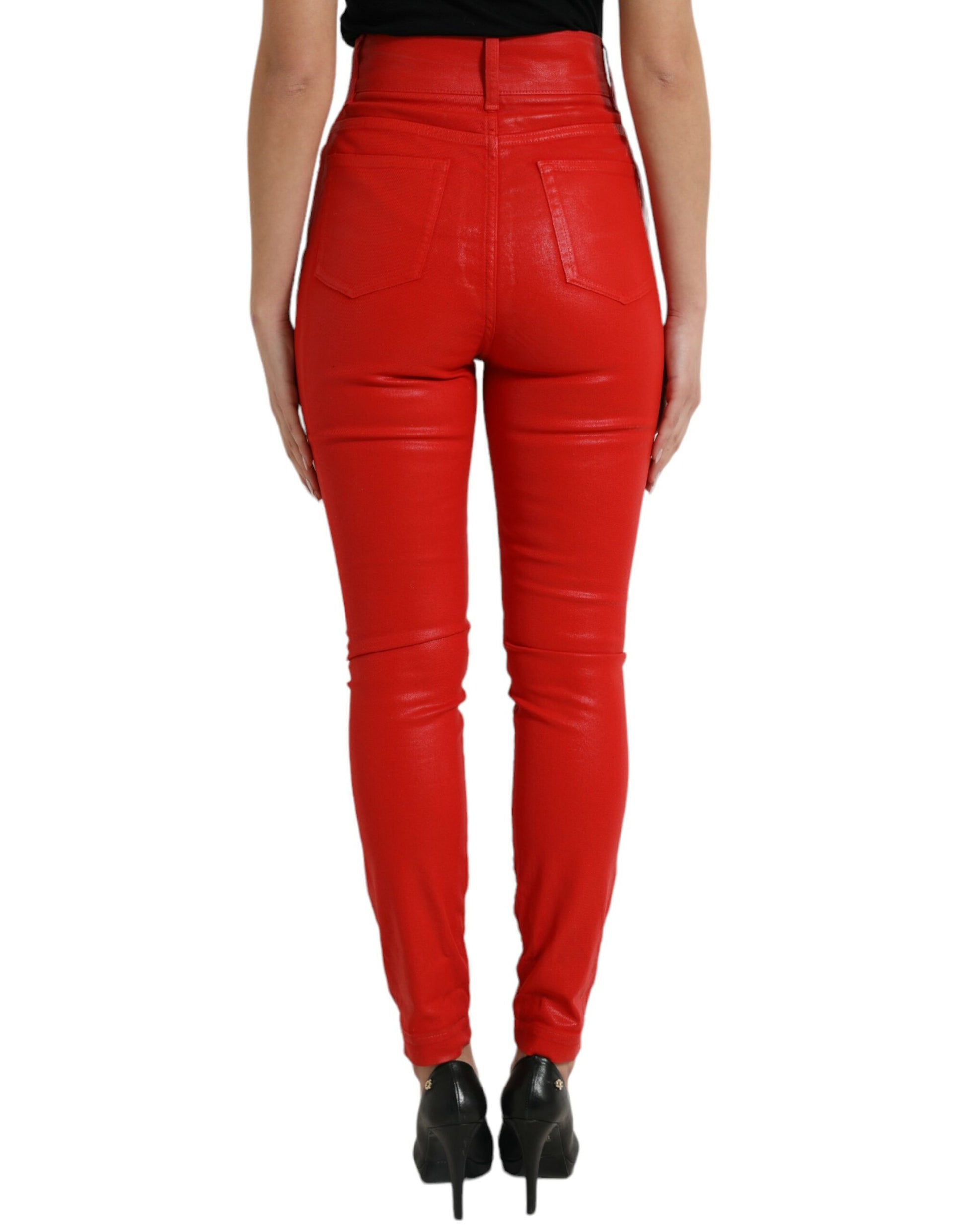 Edler High-Waist Stretch Denim in Rot