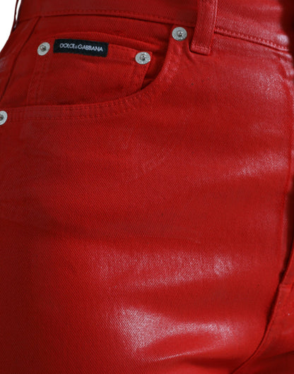 Edler High-Waist Stretch Denim in Rot