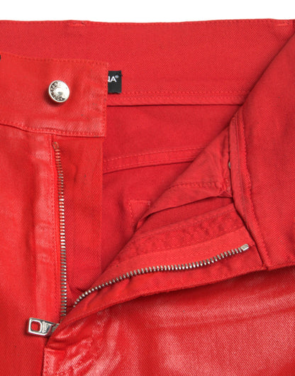 Edler High-Waist Stretch Denim in Rot