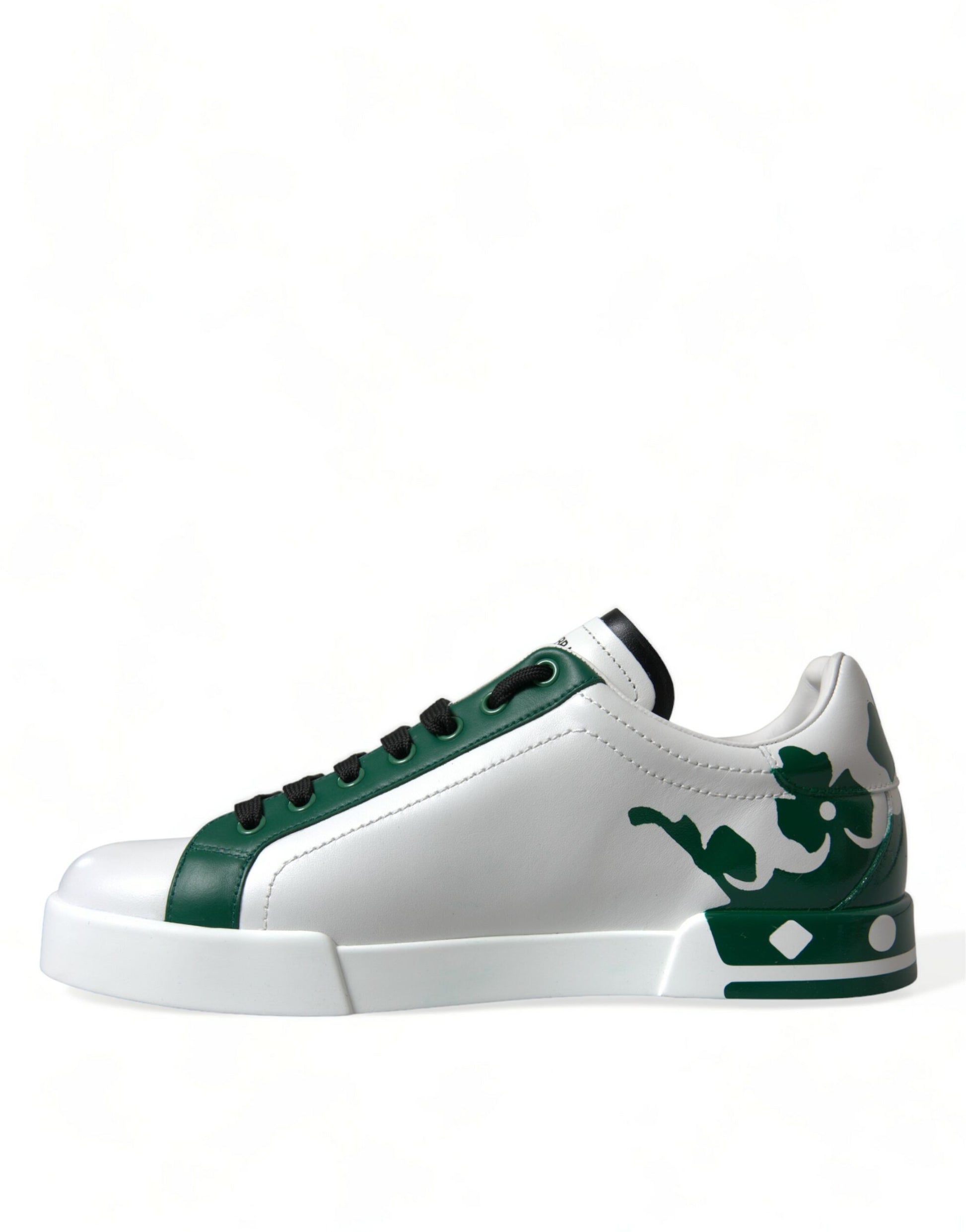 Elegant White Crown Leather Sneakers