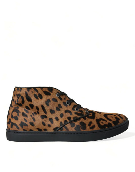 Elegante Mid-Top-Sneakers mit Leopardenmuster