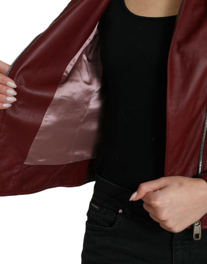 Bordeaux Biker Leather Jacket