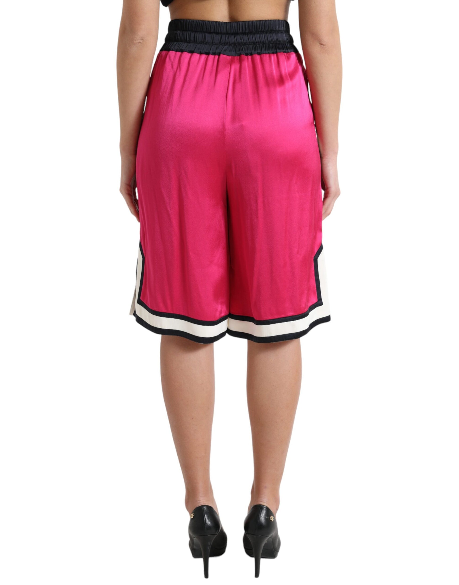 Schicke rosa Jersey-Shorts mit hoher Taille