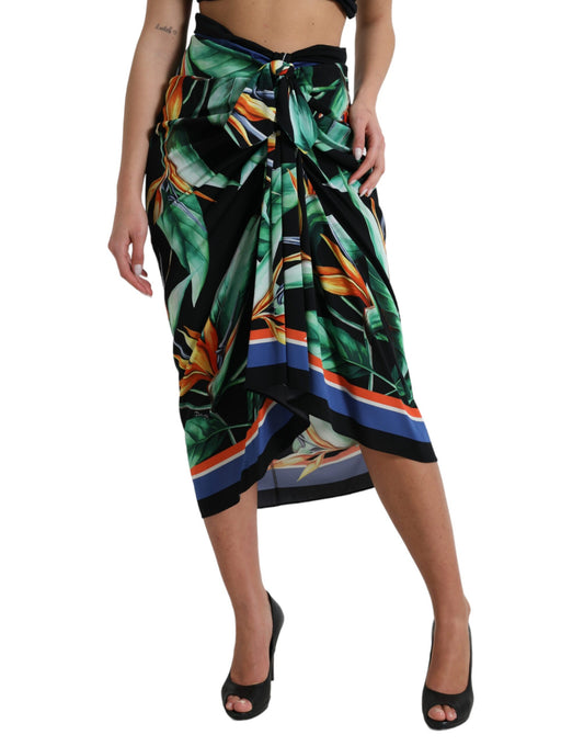 Elegant Floral High Waist Midi Skirt