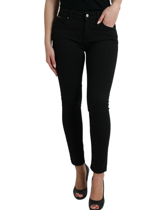 Elegante schwarze Stretch-Jeans mit mittlerer Taille