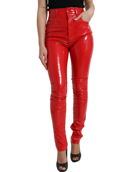 Rote Skinny-Hose mit hoher Taille – elegant und schick