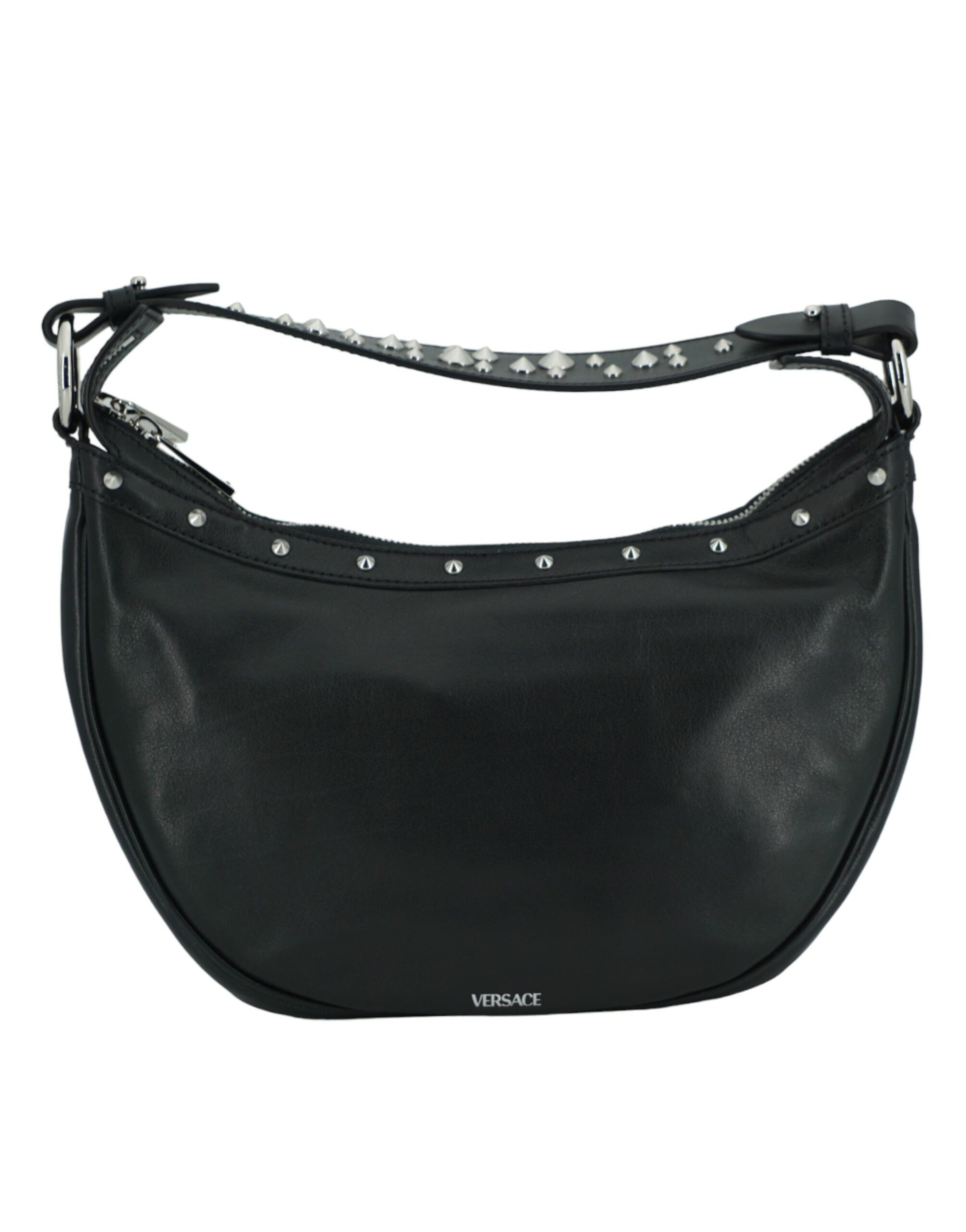 Elegante schwarze Hobo-Umhängetasche aus Leder