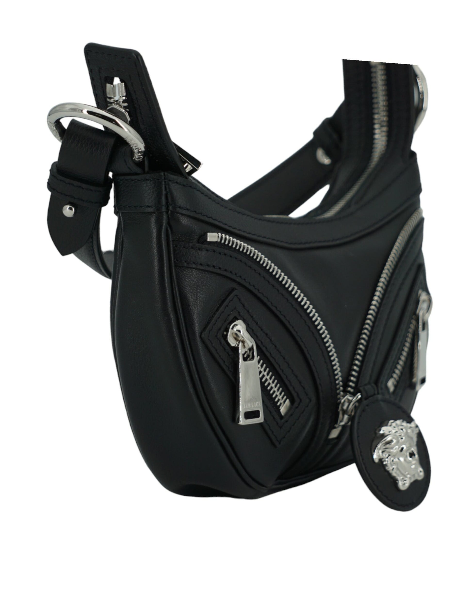 Elegante schwarze Mini Hobo Umhängetasche