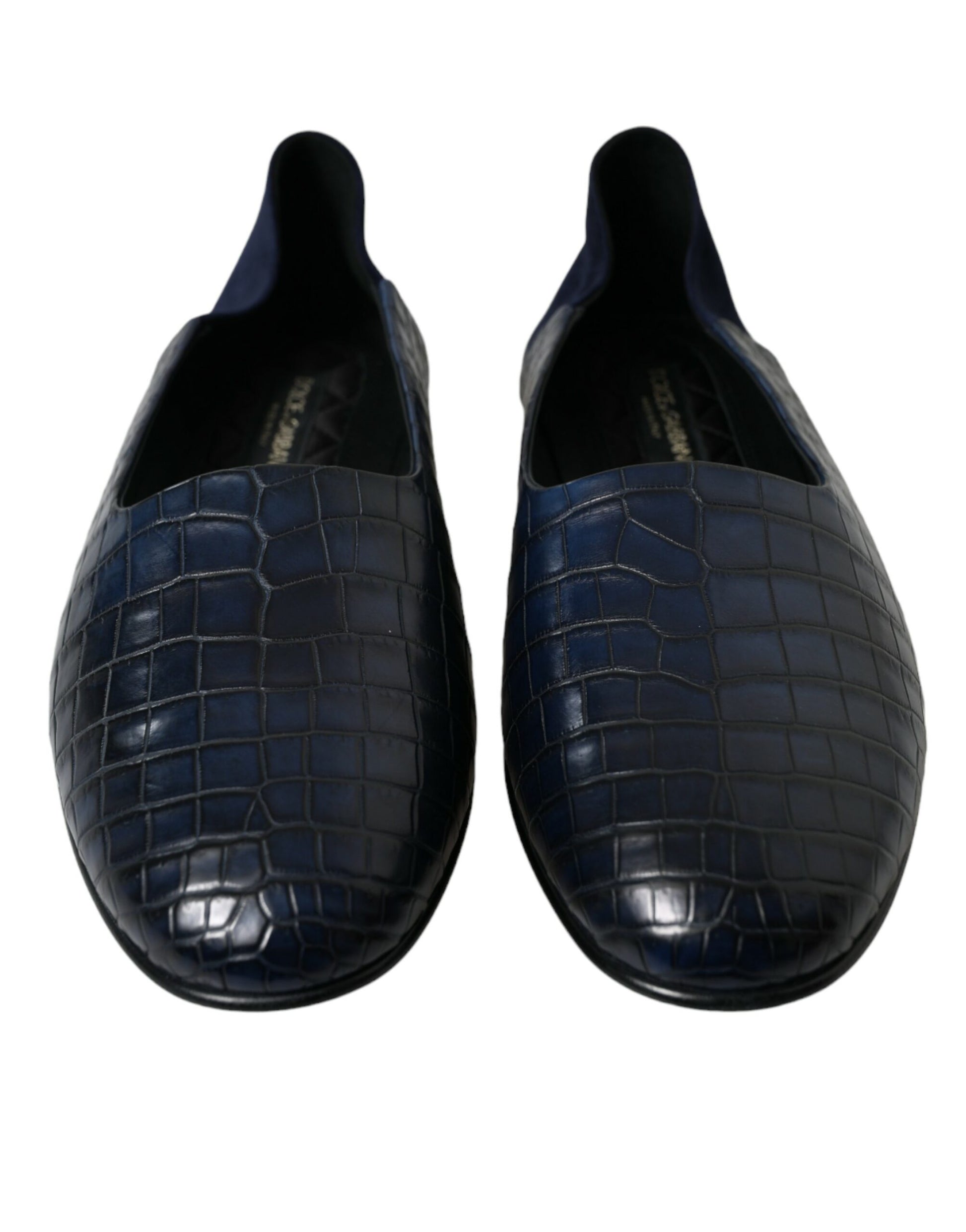 Elegante Loafer aus blauem Krokodilleder