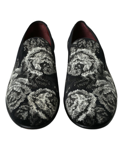 Elegante Loafer aus Samt mit Blumenmuster