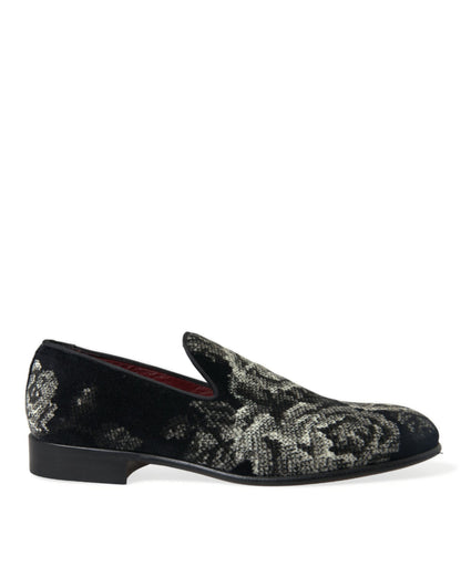 Elegante Loafer aus Samt mit Blumenmuster