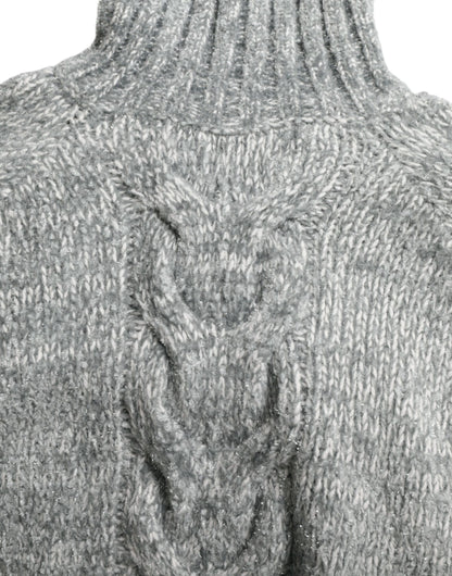 Elegant Gray Cashmere Blend Turtleneck Pullover