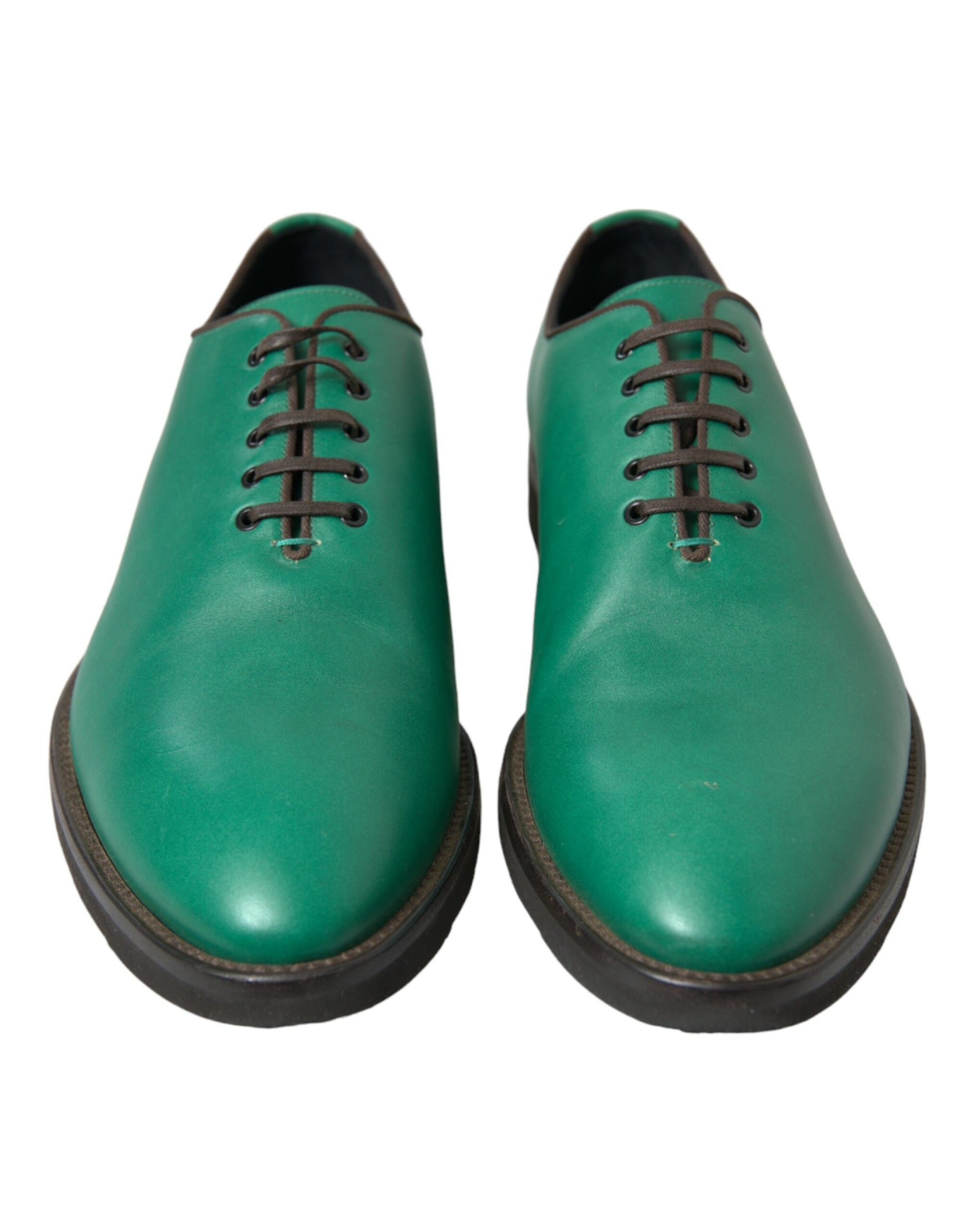 Elegante Oxford-Schuhe aus grünem Leder