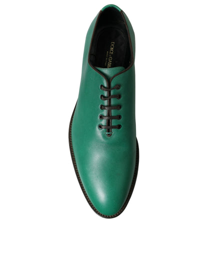 Elegante Oxford-Schuhe aus grünem Leder