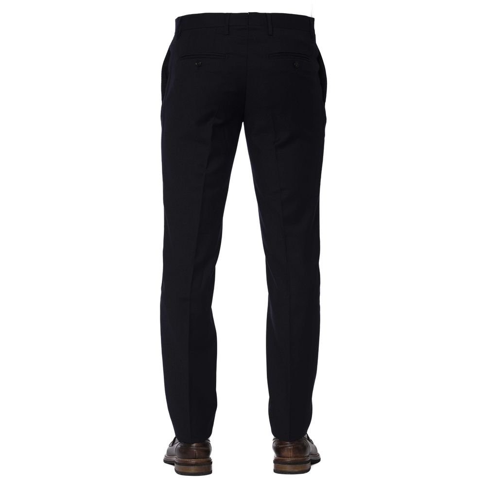 Blue Wool Men Trouser