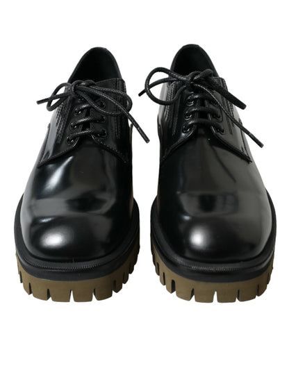 Elegant Black Leather Derby Dress Shoes